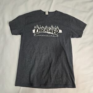 Thrasher Magazine Flame Logo T-Shirt Men's Medium Heather Grey Skate Skateboard